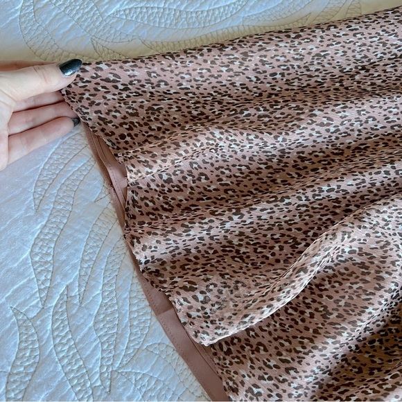 NWT - Mikael Aghal - Ruffle-trimmed Leopard Print Georgette Dress - Baby Pink - Picture 8 of 13